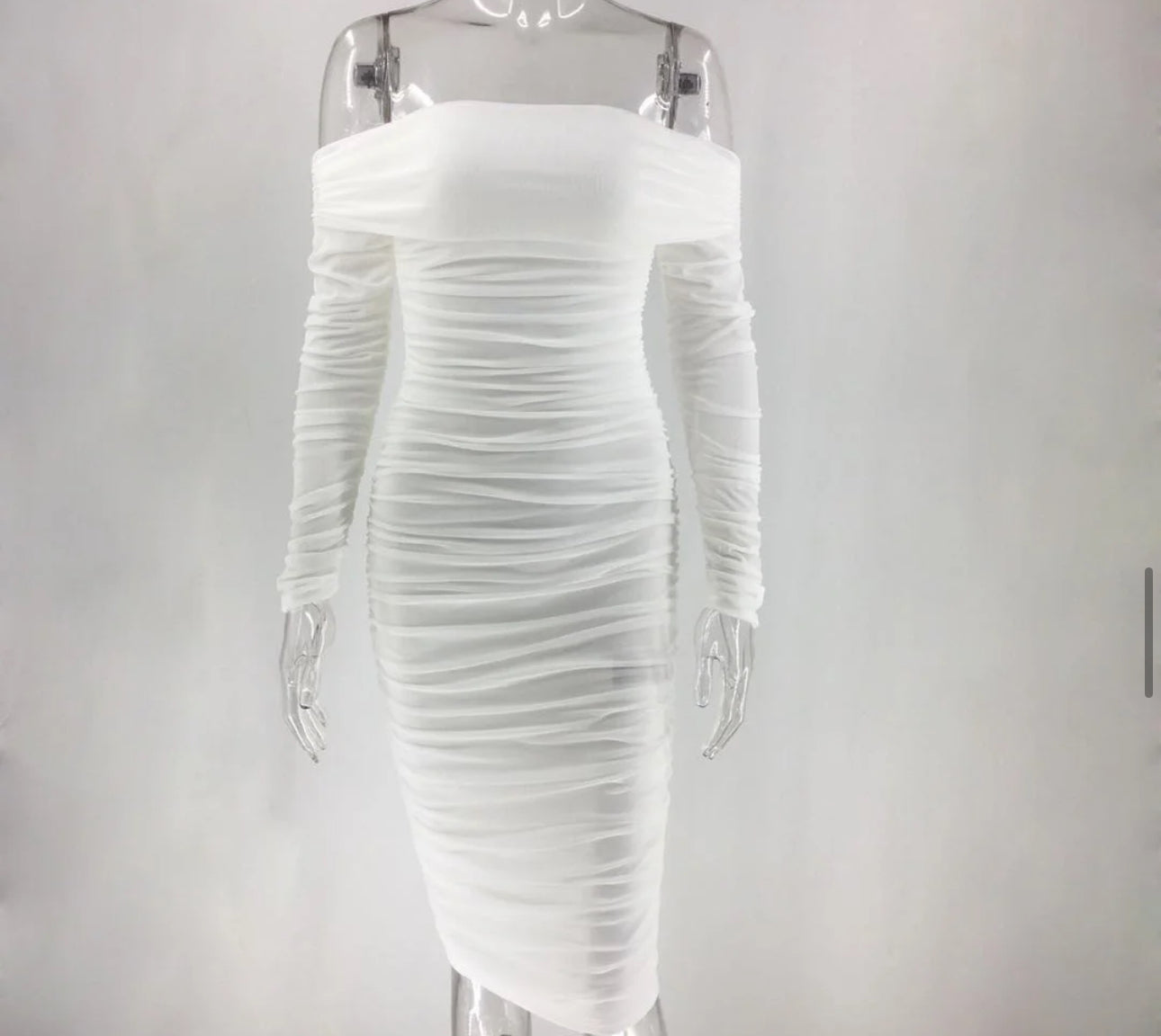 Vestido Midi Transparente Ombro a Ombro Cobry