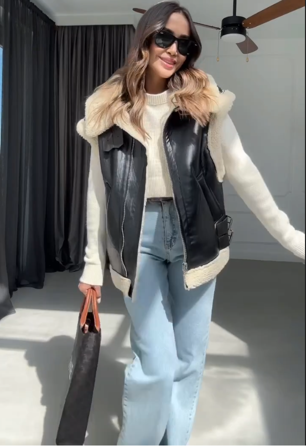 Camille vest in imitation leather