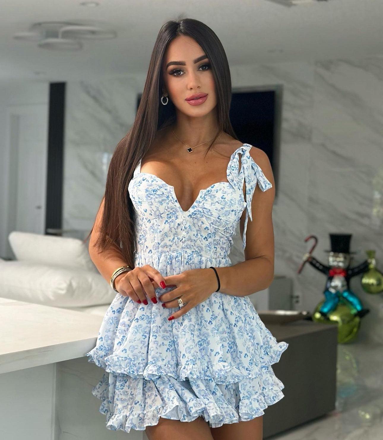 Vestido Curto Floral Ruffle – Charme e Delicadeza em Cada Detalhe
